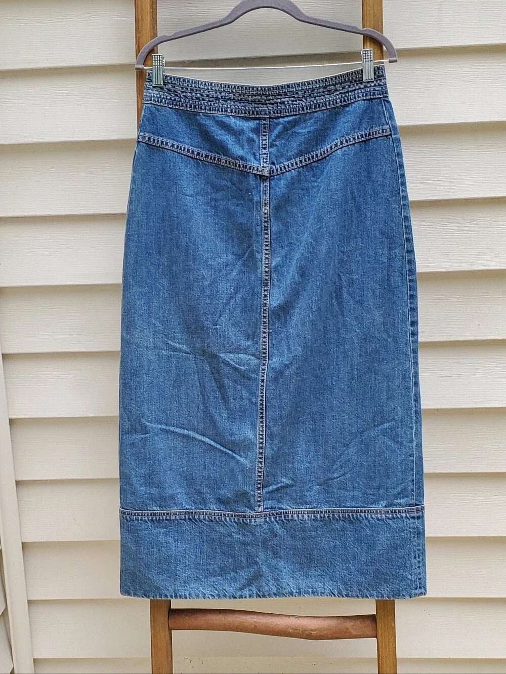 Free People Denim Button Front Midi Skirt Size 10